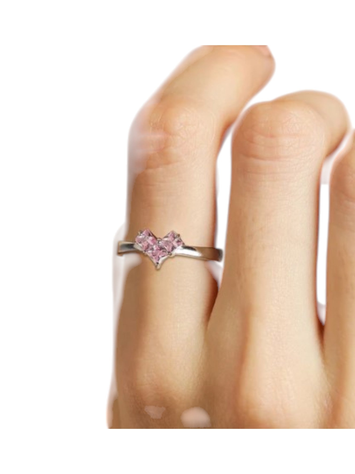 Heart Shaped Sterling Silver CZ Stone Light Weight Casual Wear Ring For Women By Kesardeep Impex